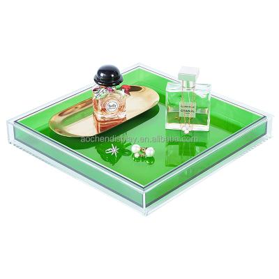 China High Quality Acrylic Decorative Tea Tray Bathroom Tray Organizer for Vanity for sale