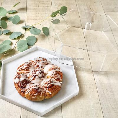 China Home.Restaurant.Bar.Hotel.Wedding. Super Markets Promotion Acrylic Hexagon Cake Food Tray Marble Serving Tray OEM Hot Selling Customization for sale