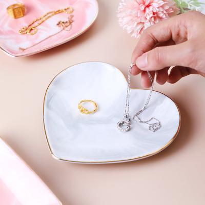 China Home.Restaurant.Bar.Hotel.Wedding. Super Markets Promotion Wholesale Marble Heart Shaped Tray Holder Necklace Necklace Display Decorative Serving Tray Jewelry Counter for sale