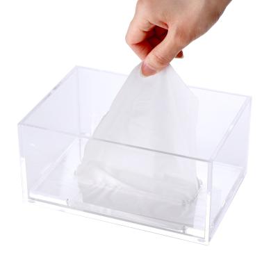 China Factory Wholesale High Clear Cube Tissue Box Holder Car Tissue Acrylic Box Cover Durable for sale