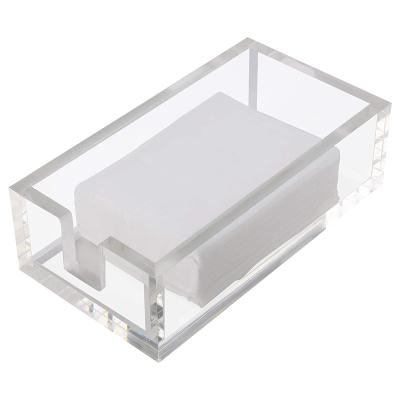 China Clear Storage Tray Cocktail Napkin Storage Box Durable Custom Acrylic Towel Rack Holder Bathroom Paper Hand Towels for sale