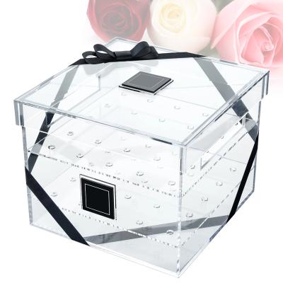 China Acrylic Wedding Rose Flower Box High Quality Clear Acrylic Flower Packaging Box Large Empty Box for sale