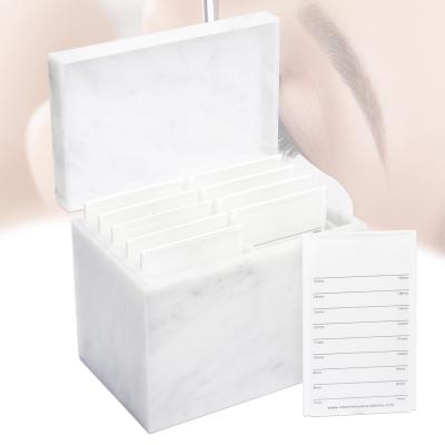 China Wholesale Acrylic Lash Box Tile Extension Organizer Storage Double White Marble Eyelash Organizer Tile Lash Box for sale