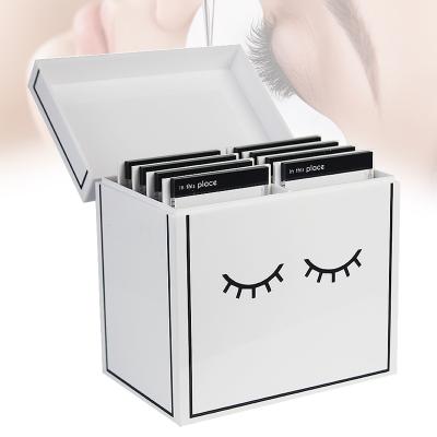 China Double Eyelash Extension Custom LOGO Empty Lash Box Packaging Eyelash Tile Organizer Lash Tile Storage Box Acrylic With 10 Eyelash Tiles for sale