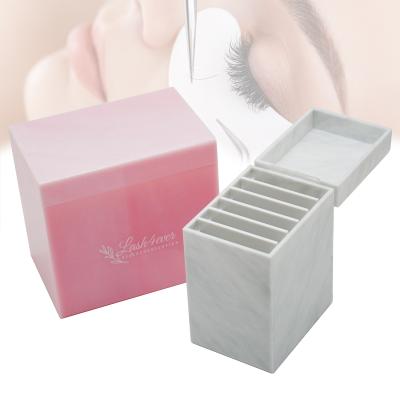 China Handmade Acrylic Lash Box Double Eyelash Organizer Tile Box Custom LOGO Extension Eyelashes Organizer Tile with 10 Lash Tiles for sale