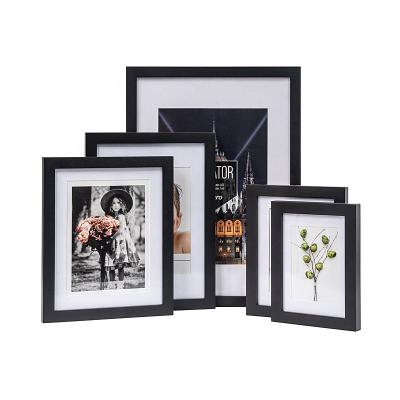 China Decorative Photo Frame China Picture Frame Black White Wood Grain Bulk MDF Frames For Photos 8x10, 5x7, 4x6 Real Glass For Wall Or Table Top for sale