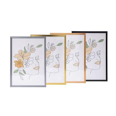 China Fashionable 3*5 8*10 A4 A3 Chinese Stock 2023 Available Gold Silver Rose Aluminum Alloy Picture Photo Frame For Home Decoration for sale