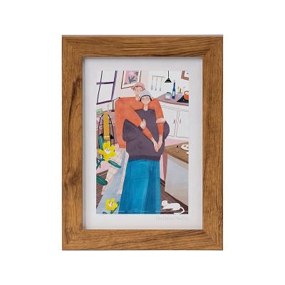 China Eco-Friendly High Quality Decorative Photo Frame Picture Frames Picture Frame Wood Fiber Walnut Frame Canvas Picosecond Plastic Material Clear Sight Photo Glass for sale