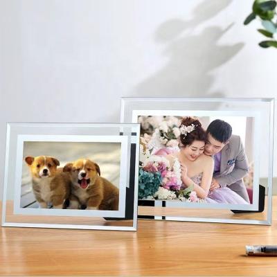 China Fashionable glass picture frame photo frame sliver gold 5 6 7 8 10 A4 for table top, horizontally or vertically for sale