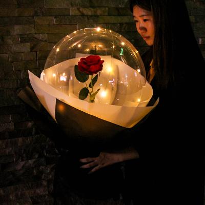 China Holiday Party DIY Rose in Balloon Bouquet with LED Strip Light Gift for Valentine's Day for sale