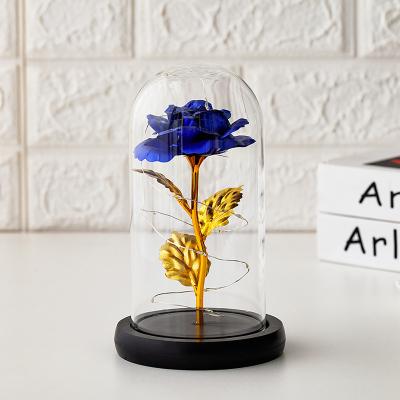 China Hot Festival Valentine's Day Gifts Beauty and the Beast Rose Lamp with Wooden Low Led Night Lamp 3D Rose Lamp Table Light Home Decorations for sale