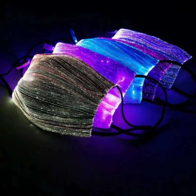 China Hot Selling Halloween Eco-friendly Led Fiber Optic Face Masks 7 Color Glow Shield EL Party Praise Washable Dustproof Mask for sale