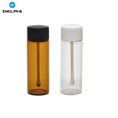 China Fashion Personality Box Snuff Bottle Glass Pipe With Metal Spoon Storage Dispenser Pill Case Glass Smoking Pipe Herb Grinder for sale