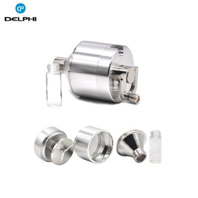 China New Arrival 40mm Aluminum Alloy Metal Herb Grinder Hand Mill Funnel with Snuff Glass Bottle Herb Grinder for sale