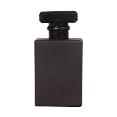 China Personal Care Rectangle Matte Black 30ml 50ml Cosmetic Refillable Glass Perfume Spray Bottle With Aluminum Spray Pump Cap for sale