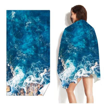 China Sustainable Wholesale Soft Feel Promotional Custom Digital Printing Cotton Beach Towel For Adult for sale