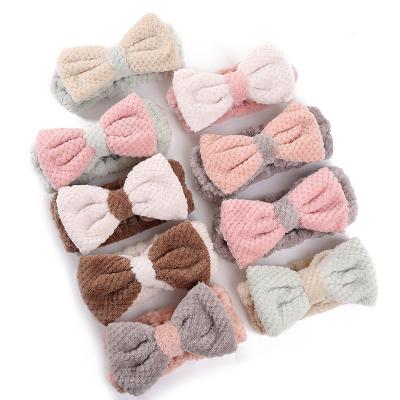 China Makeup Face Wash Big Bow Elastic Hair Band Soft Wholesale Spa Soft Color Matching Headband for sale