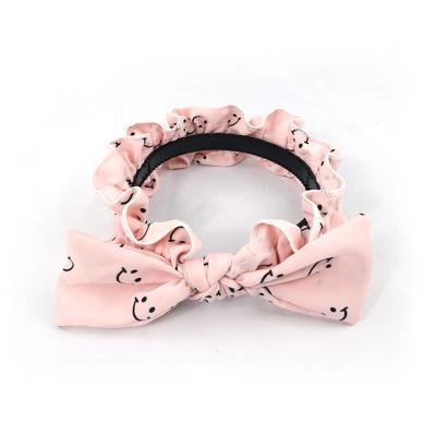 China Fashion Cheap Wholesale Polyester Satin Ruffle Bowknot Cute Hairbands Headbands For Girls for sale