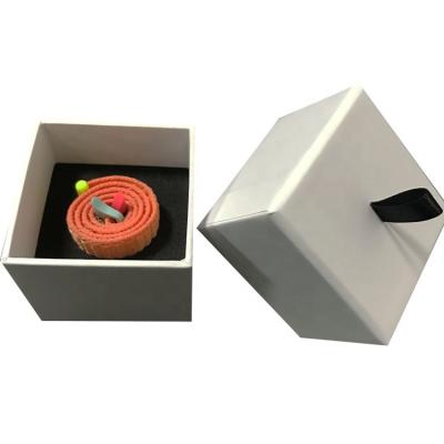 China Recycled Materials Custom Your Own Watch Strap Packaging Box Portable Wrist Band Paper Box With Handle for sale