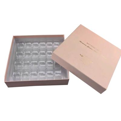 China Recycled Materials Customize Rectangle Rose Color Take Off Lid Macron Dessert Box And Base Box With Blister for sale