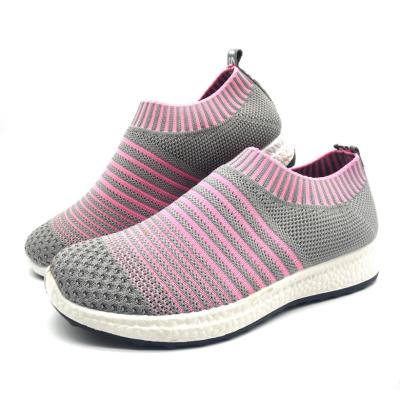 China CUSHIONING Wholesale Comfortable Fly Knitted EVA Bottom Women Lofer Shoes Outdoor Ladies Fashion Women Sports Shoes for sale