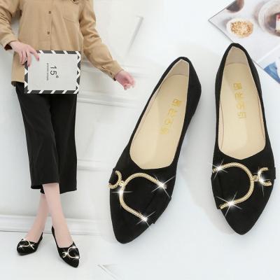 China Summer Good Quality Suede Sole Rubber Ladies Vamp Flat Stylish Trending Flat Shoes for sale