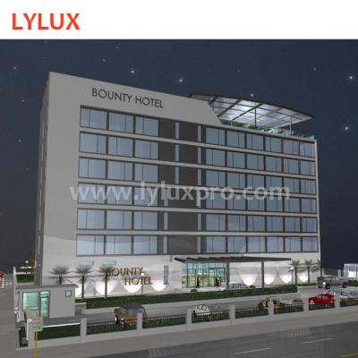 China Architecture Design Prefab Building Modern Hotel Design Facility, 3D Rendering Plan, Master Plan LYHDE005 for sale