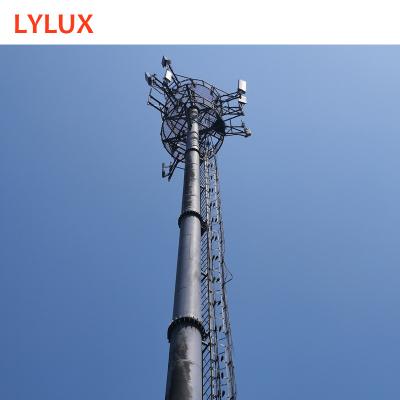 China City/Park/Open Area Code CE/BS/ASTM/AS Designed 30m 2 Platforms, Galvanized Single Pole Steel Tube Telecommunication Tower, Microwave Antenna Tower for sale