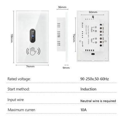 China M.DAY 118 Type Home Appliance Type Neutral Wave 200V Infrared Wire IR Wall Touchless Sensing Switch For Light Public Area for sale