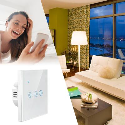 China ABS+PC EU/UK Standard 1/2/3/4 Strip Touch Light Switch Crystal Glass Panel Smart Wall and Touch Switch for sale