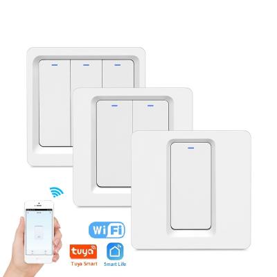 China Intelligente 2gang tuya wall button switch Wifi control sound control wireless remote push lamp switch ST-102-2 for sale