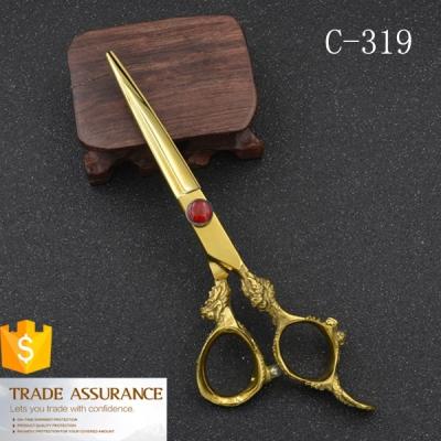 China C-319 Beauty Gold Hair Scissors Dragon Handle Hair Cutting Thinning Scissors for sale