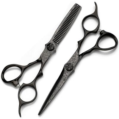 China Scissors Cutting and Thinning Scissors FD-107 440C Super Hot Japanese Hair Scissor Set Art Printing Damascus Stainless Steel for sale