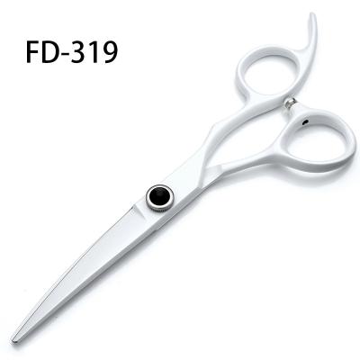 China FD-319 High Quality Flat White Barber Scissors 440c Professional Scissors 6 Inch Flat Cut Barber Scissors for sale