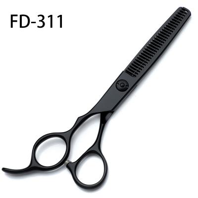 China Factory Wholesale Professional Flat Barber Scissors Left Hand Scissors FD-311 Black 6 Inch High Quality Barber Scissors 6 Inch Tooth Scissors for sale