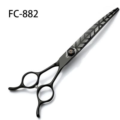 China FC-882 Professional High Quality Curved Flat Dog Pet Shear Scissors Viable Model Black Curved Shear Scissors for sale