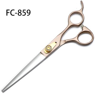 China Sustainable FC-859 440C Rose Gold Handle Professional Straight Scissors Custom Size for sale