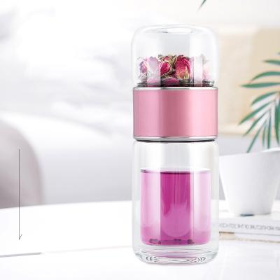 China Viable Customized Glass Water Bottle With Tea Infuser Water Bottle Glass Infuser Glass Water Bottle for sale