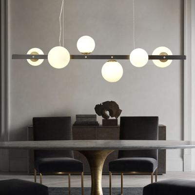 China Contemporary Hot Sale Modern Minimalist Glass Globe LED Chandelier Living Room Design Pendant Lighting for sale