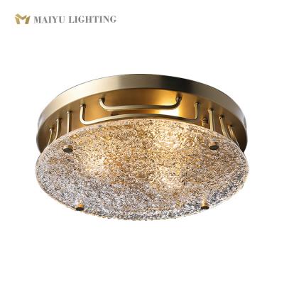 China Modern Round Bedroom Hotel Decor Outdoor Brass Glass Simple Design Led Ceiling Light for sale