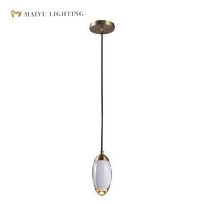 China Contemporary Nordic Contracted Living Room Cafe Bar Bedroom Crystal Ball Brass Pendant Light for sale