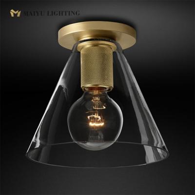 China Surface Mounted Simple style small glass ceiling lamp brass indoor decorative lighting for sale