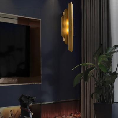 China Contemporary Minimalist Modern Living Room Bedroom Study Led Brass All Copper Wall Lamp for sale