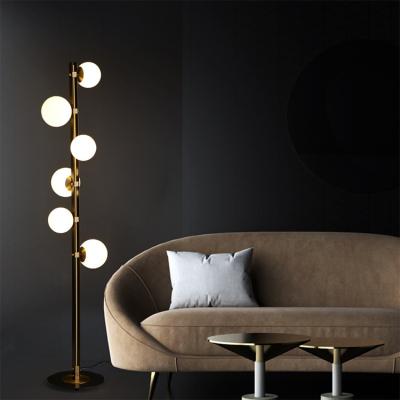 China Contemporary Hot Sale Luxury Brass Ball Position Living Room Bedroom Beside Led Floor Lamp for sale