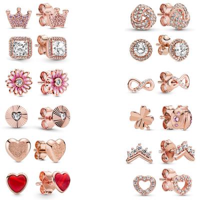 China Original S925 Rose Gold romantic factory symbol silver eternal earrings European and American style charm women's earrings for sale