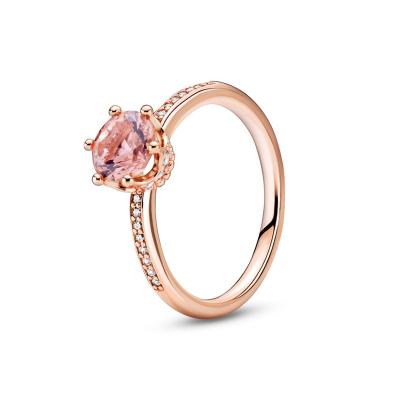 China Manufacturer CLASSIC Wholesale Rose Gold Pink Diamond Ring Valentine's Day Gift Charm Pandorae Original for sale