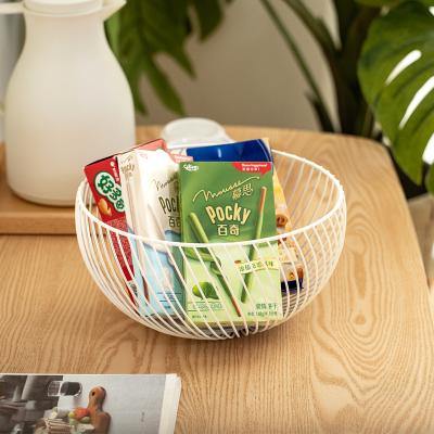 China Modern Home Viable Kitchen Basket Around Fruit Mesh Basket Metal Wire Storage Food Organization Rack for sale