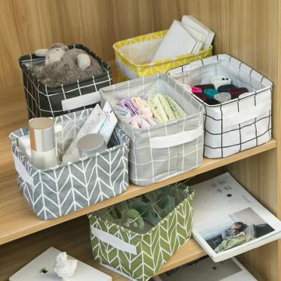 China Wholesale Viable Low Cost Toy Clothes Organizer Cotton Canvas Collapsible Large Square Storage Basket With Handle for sale