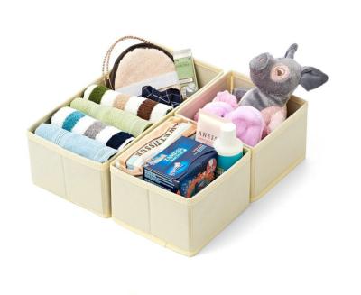 China Sustainable 3Pcs Nonwoven Fabric Storage Box Drawer Organizer Collapsible Underwear Storage Box for sale