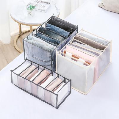 China Viable compartmentalized clothes storage box jeans and pants wardrobe storage box drawer divider bag for sale